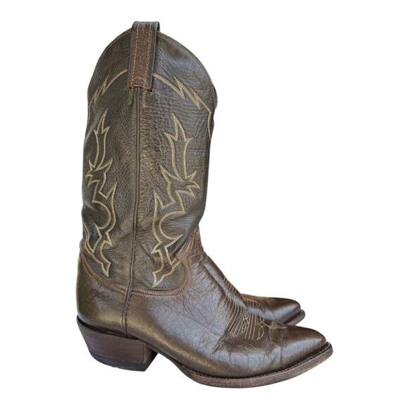 Vintage Tony Lama Black Label Western Cowboy Boot men size 8.5 D